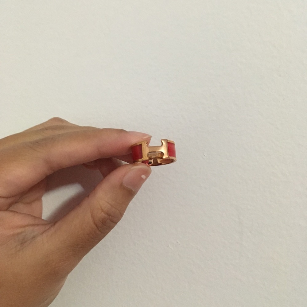 Luxurious Red with Rose Gold Hardware Jewelry H Wedding Ring One Size Fit All